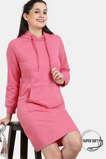 Buy Zivame Soft Terry Fabric Knit Cotton Loungewear Dress - Desert Rose